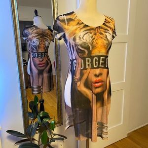 Sheer lady tiger print overlay